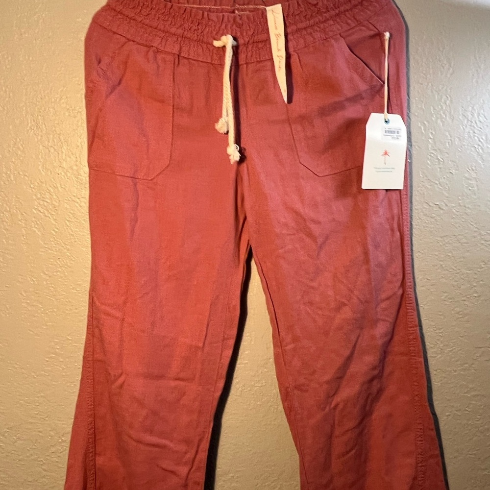 April Spirit Light Beige Brown Track Pants with Elastic Waistband SZ M